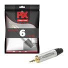 6x Plug Conector P2 Estéreo Reforçado Banhado a Ouro 24k