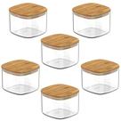 6x Pote Hermetico Cozinha 450ml OU Keep com Tampa de Bambu