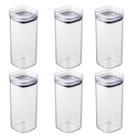 6x Pote Hermético Transparente 350ml Tampa Vedação Alimento Grão Frasco Resistente