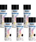 6x Tinta Spray Super Color Preto Fosco Alta Temperatura