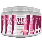 6x whey for femme + colageno hidrolisado 900g morango hf suplementos