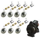 7 Dispositivos de Hidromassagem Inox Flat + Bomba Sodramar Piscina