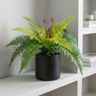 7 Folhagens Samambaia Artificial 40cm Silicone Toque Natural para Vasos e Arranjos Decorativos
