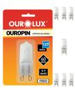 7 Lâmpada Halógena Bipino G9 60w 127v Ourolux Luz Amarelada 2800K