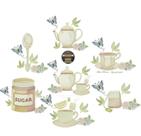 7 matrizes de bordado Bules Xicaras Cafe Cha Florais Pes Jef Rippled