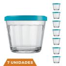7 Pote Americano Vidro C/Tampa Cores Amlimento 150ml Nadir