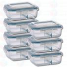 7 Pote de Vidro Hermético com Divisoria p/ Marmita 640ml