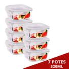 7 Pote de Vidro p/ Papinha 320ML Pequeno Tampa 4 Travas
