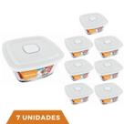 7 Potes De Vidro Facilita Vap Quadrado Com Tampa 1L Marinex