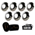 7 Refletor INOX RGB 9W + Módulo 2 Saída RGB + Fonte 10A 120W