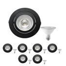 7 Spot Embutir Face Plana PAR30 +Lâmpada LED 10W 3000k E27