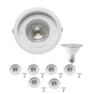 7 Spot Embutir Redondo Recuo PAR30 + 1 Lâmpada LED 10W 3000K E27