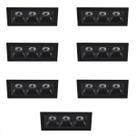 7 Spot Triplo Micro Led Embutido Downlight 3000K Preto Bet58
