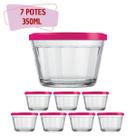 7 Tigelas de Vidro Americano C Tampa Gelatina Papinha 350ml