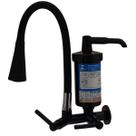 7161 Torneira Gourmet Bica Móvel De Parede Cozinha Com Filtro Pró Saúde Preto e Tubo Flexível Giratório Cone