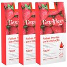 72 Folhas Prontas Depilação Facial Depilflax Morango