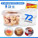 72 Potes Plástico 250ml Sorvete Bolachas Salgados Com Tampa Descartável BP Potes