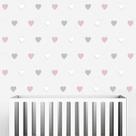75 Adesivos Decorativos Parede Quarto De Corações 5cm (branco , Cinza Claro E Pink)