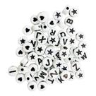 750 Letras Entremeio Miçangas Branca E Preta Alfabeto Símbolos Para Fazer Pulseiras Montar Colar