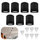 7x Spots Redondo Sobrepor em Teto e Gesso Direcionavel 6,5x7,5 + Leds Dicroica 3000k Bivolt