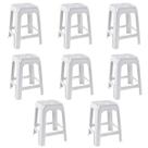 8 Banquetas Banco Plástico Resistente Branco Empilhável 46CM