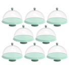8 Boleiras 25cm Verde Menta Porta Bolo Tortas com Cúpula e Pé Crippa Padaria Hotel