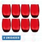 8 Copo de Vidro Bellagio 450ML Vermelho Redondo Bebidas Suco