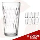 8 Copo de Vidro Vitrage Transparente 350ML Nadir Suco Água