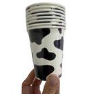 8 Copos de Papel Vaquinha Branco e Preto Festa Fazendinha 230 ml - Ponto das Festas - Inspire sua Festa Loja