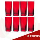 8 Copos Quadrado Vidro Vermelho Bali Mesa Posta Suco 320ml 8 Copos Quadrado Vidro Vermelho Bali Mesa Posta Suco 320ml