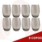 8 Copos Redondo Vidro Cinza California Suco Chique 450ml 8 Copos Redondo Vidro Cinza California Suco Chique 450ml