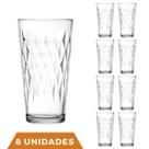 8 Copos Vitrage 350ml Agua Vidro Transparente Suco Nadir