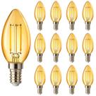 8 Lâmpada Filamento LED Modelo Vela Retrô E14 2W 110V Âmbar