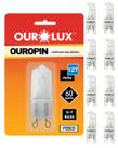 8 Lâmpada Halógena Bipino G9 60w 127v Ourolux Luz Amarelada 2800K