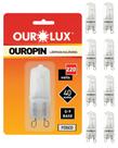 8 Lâmpadas Halógena Bipino G9 40w 220v Ourolux 2800k