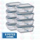 8 Lancheira Marmita com Divisória e Tampa com 4 Travas 1040ML