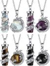 8 peças pingente envolto em dragão cilindro cristal bola redonda colar chakra reiki pingente de cura conjunto de colar de pedras preciosas