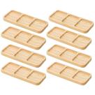 8 Petisqueiras Bambu 25x10cm Eventos Bar Restaurantes 3 Divisórias Entradas Aperitivos Plasvale