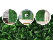 8 Placas de Folhagens Artificiais com 90% de Cobertura Densa Jardim Vertical Artificial Apartamentos