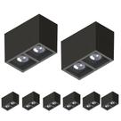 8 Plafon Boxit Duplo Dicróica MR16 Preto Save Energy