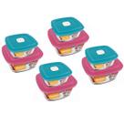 8 Potes de Vidro Com Tampa 2 Tamanhos Marinex Facilita Vap