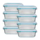 8 Potes Vidro 370ML Hermético Forno/Freezer Marmita - Lanche