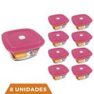 8 Potes Vidro Facilita Vap Quadrado Com Tampa 500ml Marinex 8 Potes Vidro Facilita Vap Quadrado Com Tampa 500ml Marinex