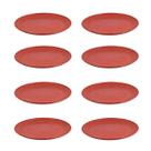 8 Prato Refeição Redondo Resistente 24cm Vermelho