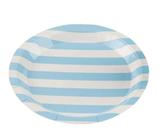 8 Pratos de Papel Listrado Azul 18 cm - Ponto das Festas - Inspire sua Festa Loja