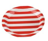 8 Pratos de Papel Listrado Vermelho 18 cm - Ponto das Festas - Inspire sua Festa Loja