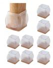 8 Protetores Cadeira Quadrado 3,5 X 3,5cm Silicone Feltro Quadrado