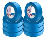 8 Rolos Fita Crepe Azul Pintura Imobiliária Impermeável 50mmx50m