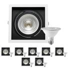 8 Spot Embutir Quadrado Recuo PAR30 + 1 Lâmpada LED 10W 6500K E27