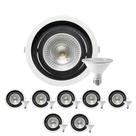 8 Spot Embutir Redondo Recuo PAR30 + Lâmpada LED 10W 6500K E27
